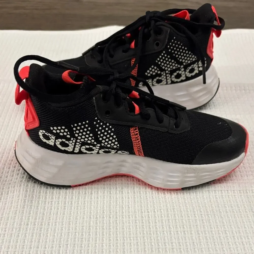 Adidas Own The Game Girls Black Pink White Sneakers Shoes Size 12.5K Running